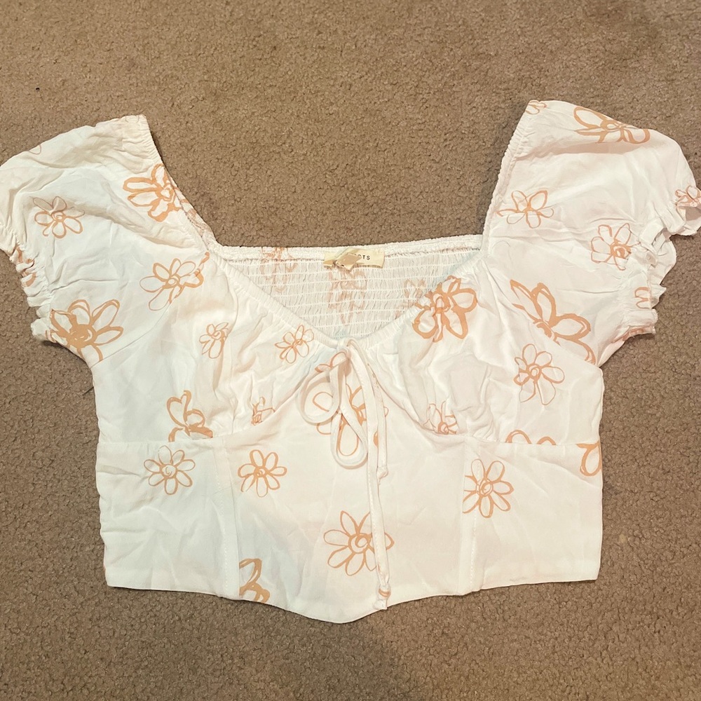 Pac sun white and brown floral blouse